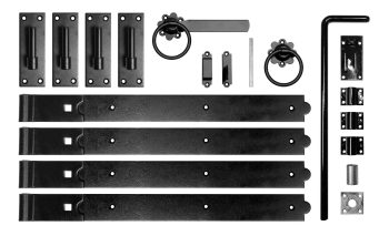 Timber Gate Double Fittings – Hook & Band + Latch - 24″