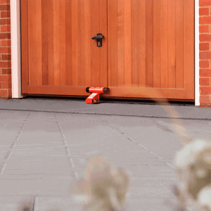 Padlock on garage door