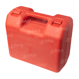 Red plastic carry case for hitch lock