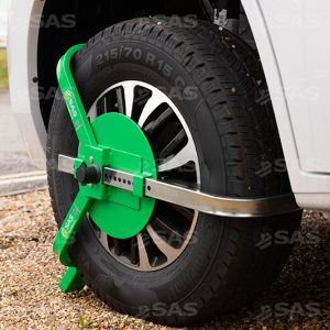 Wheel clamp on a wheel
